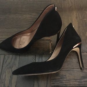 Ted Baker black suede pointed toe heels